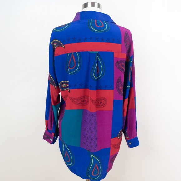 Chico’s Design Silk Long Sleeve Paisley 2 Blouse - Picture 4 of 8